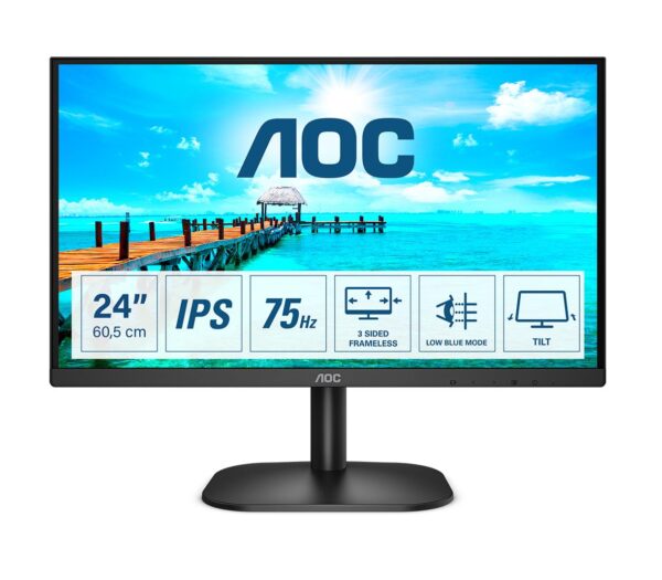 Køb AOC 24B2XH 23.8 1920 x 1080 (Full HD) VGA (HD-15) HDMI 75Hz online billigt tilbud rabat gaming gamer