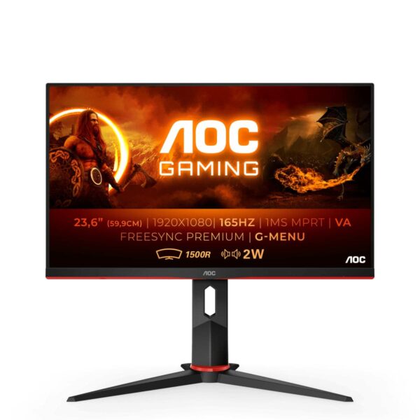 Køb AOC Gaming C24G2AE/BK 24 1920 x 1080 VGA (HD-15) HDMI DisplayPort 165Hz Pivot Skærm online billigt tilbud rabat gaming gamer