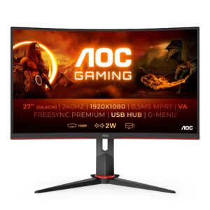 Køb AOC Gaming C27G2ZU/BK 27 1920 x 1080 (Full HD) HDMI DisplayPort 240Hz online billigt tilbud rabat gaming gamer