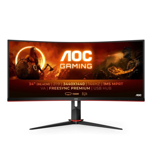 Køb AOC Gaming CU34G2X/BK 34 3440 x 1440 HDMI DisplayPort 144Hz online billigt tilbud rabat gaming gamer